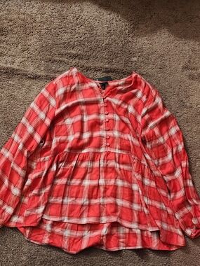 torrid Red Plaid Button-Front Top
